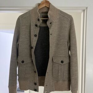 Eleventy Taupe Knit Button-Front Shirt Jacket